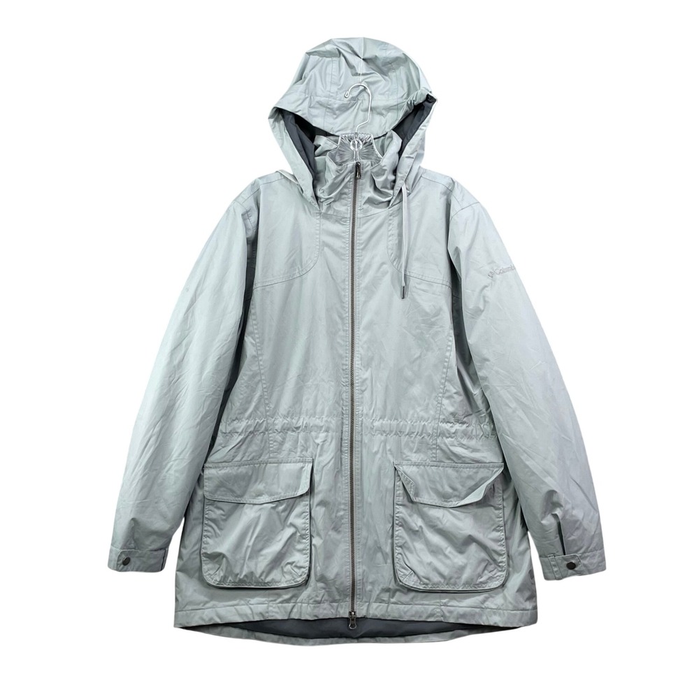 Columbia Omni-Tech Parka Jacket Women XL Gray Waterproof Hooded Insulated Hiking